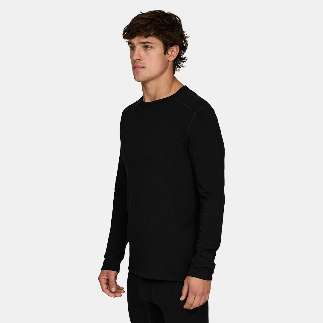 Mens Merino Heavyweight Grid Fleece Base Layer Crew