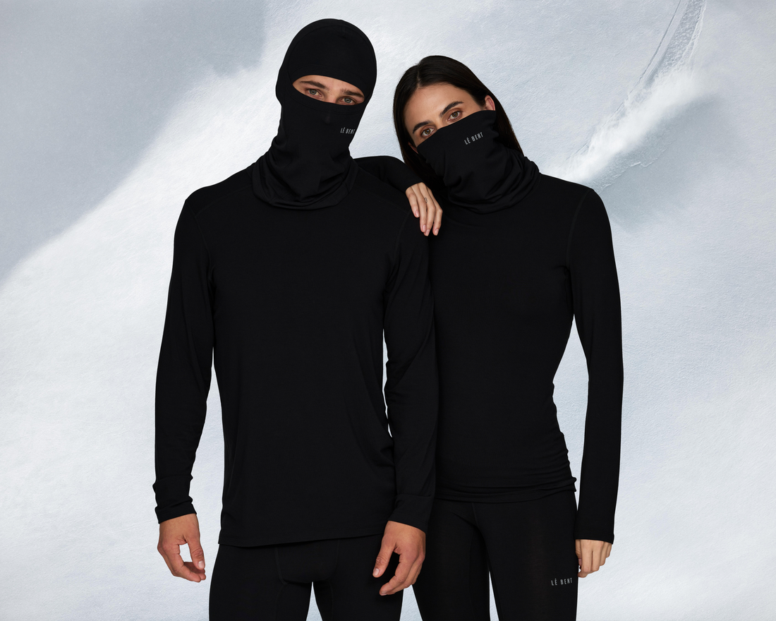LÉ BENT Heavyweight Grid Fleece merino layers