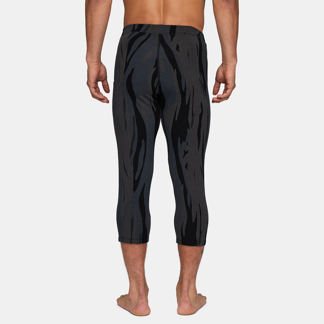 Mens Merino Heavyweight Grid Fleece 3/4 Base Layer Bottom