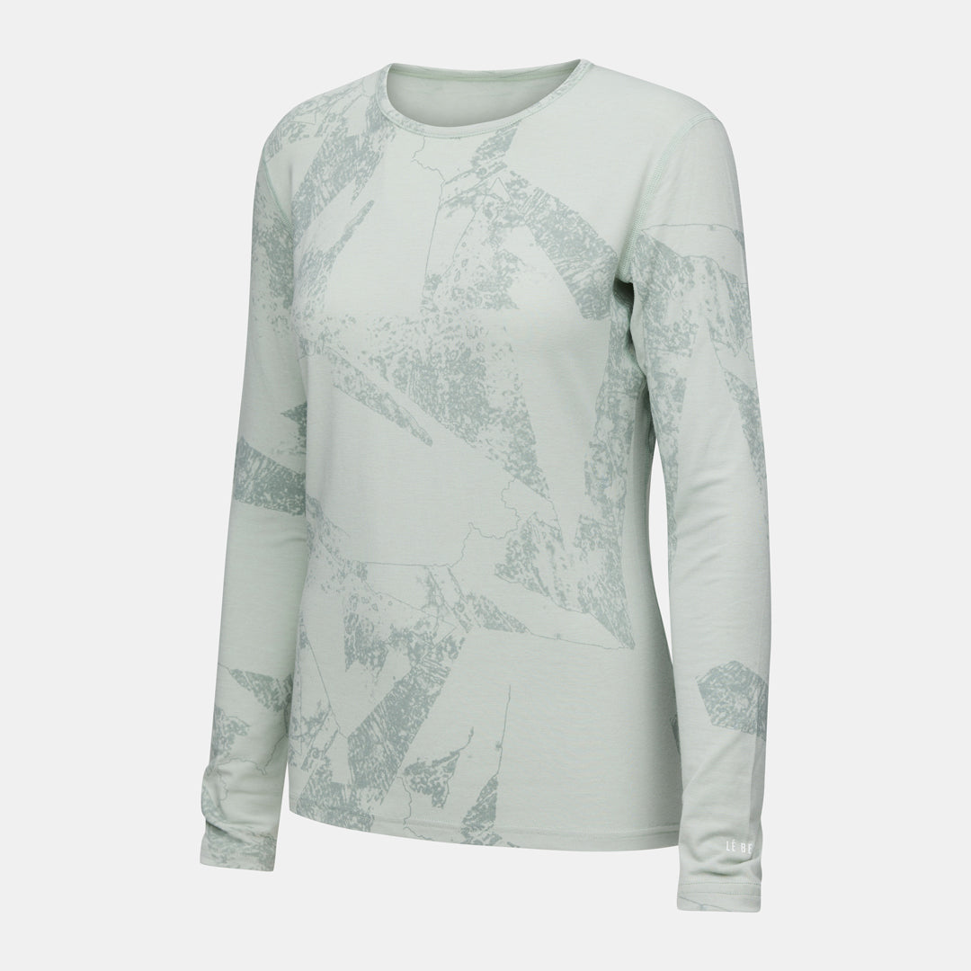Womens Merino Fractal Midweight Base Layer Crew