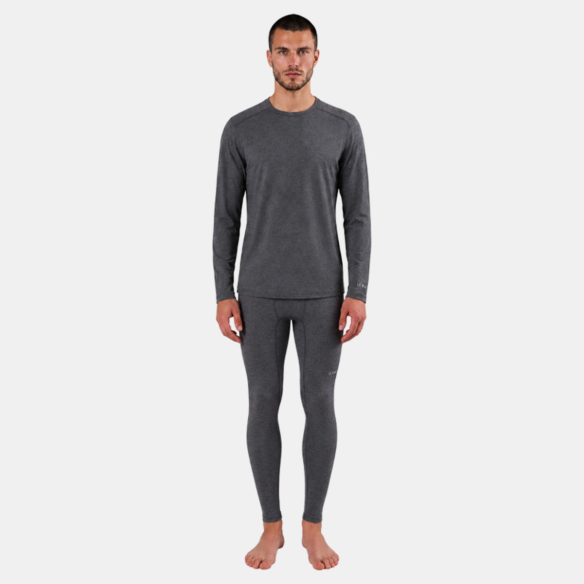 Mens Merino Heavyweight Grid Fleece Base Layer Crew